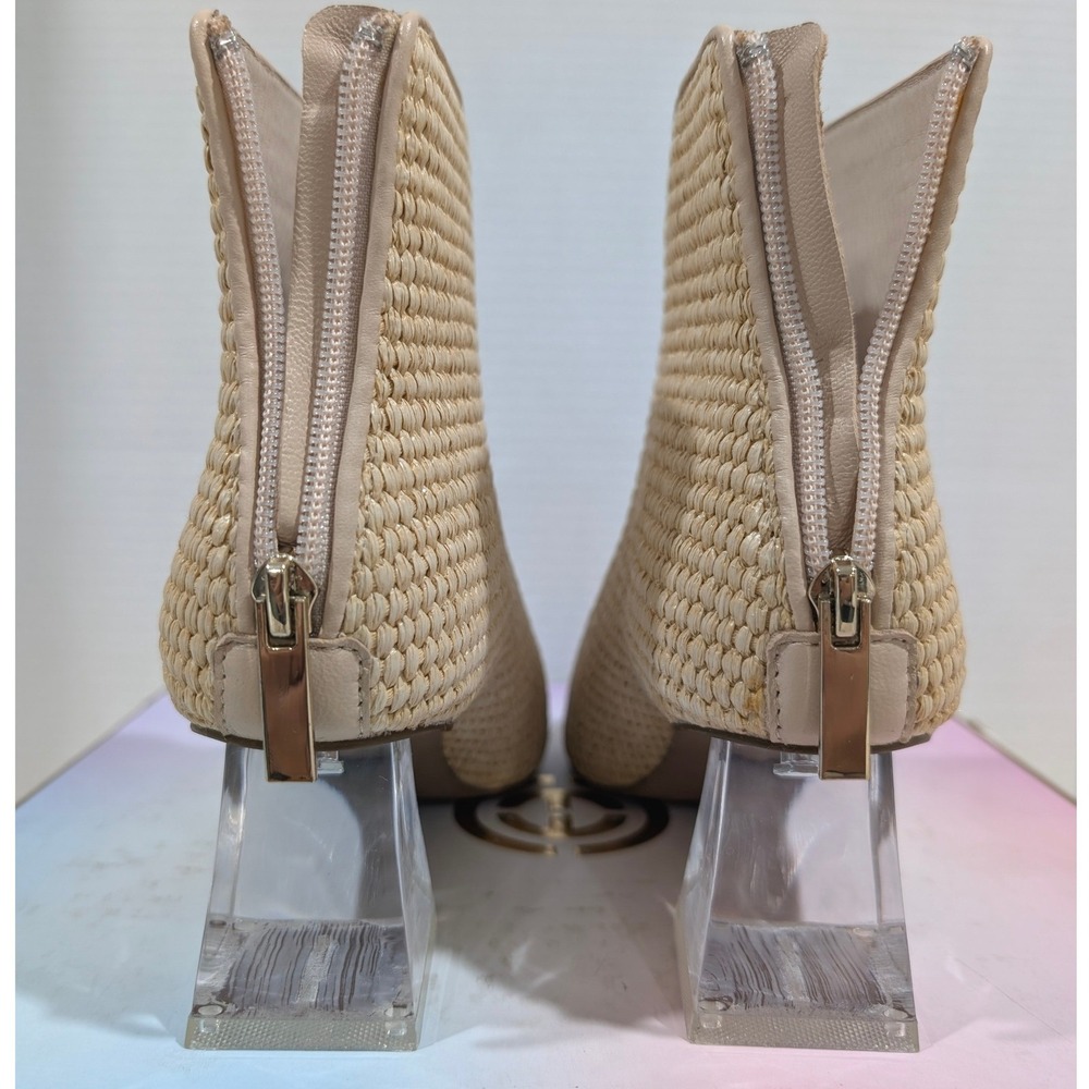 Cecelia New York Natural Woven Pointed Toe Clear Block Heel Bootie 6.5M - Picture 9 of 14